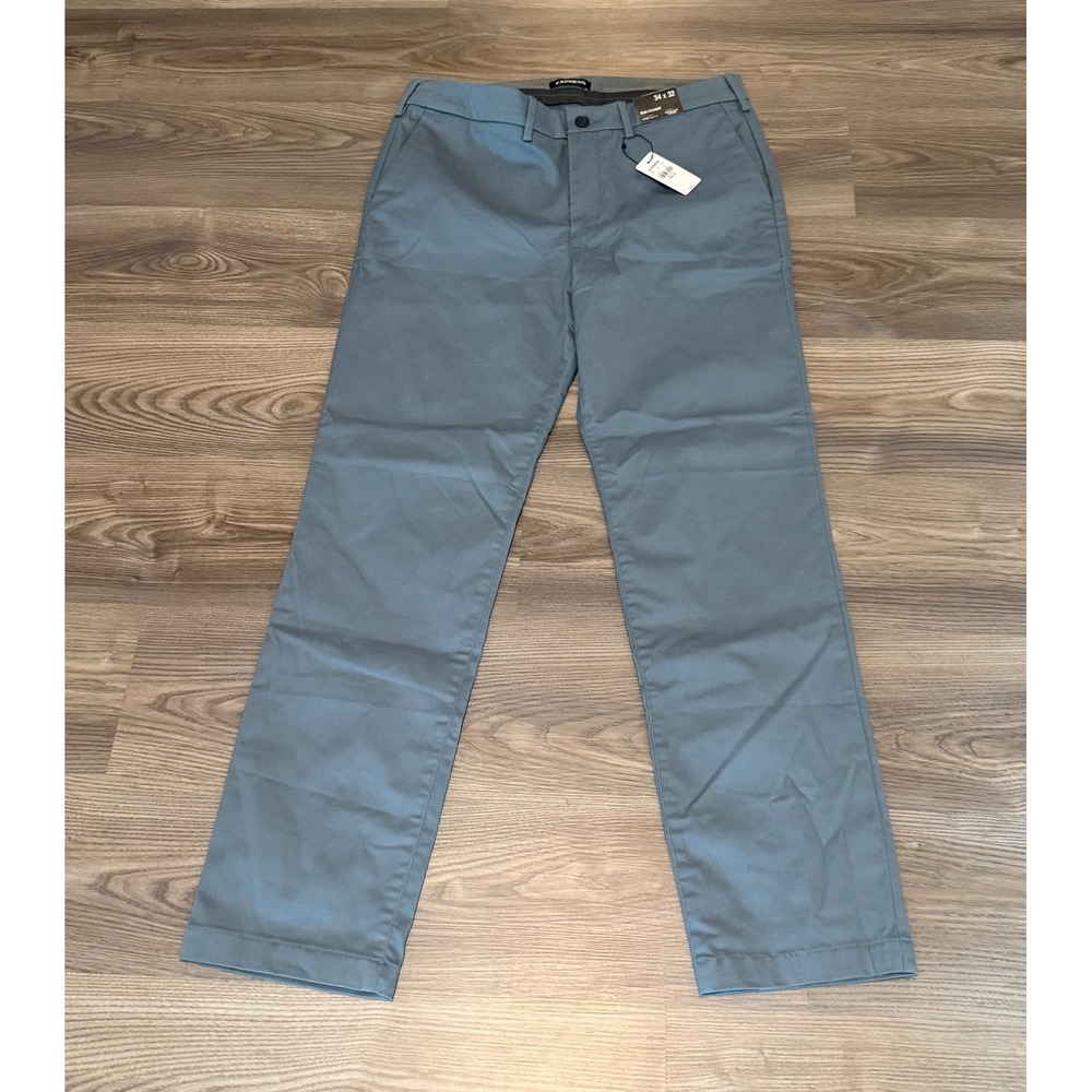 Express Mens Slim Straight Hyper Stretch Chino Pants Blue size 34x31 NWT